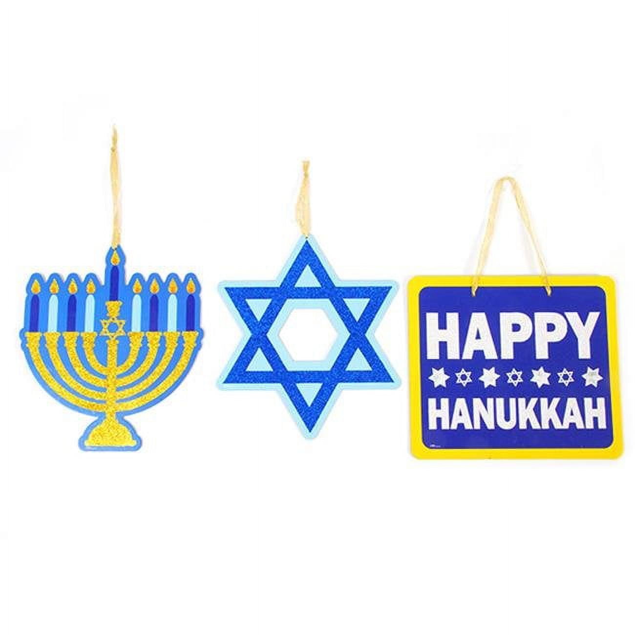 Picture of DDI 2127545 Hanging Hanukkah Plaques Embellished with Glitter Case of 48