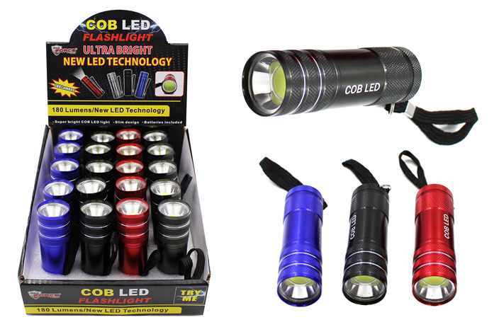 COB LED Flashlights, Assorted Colors case of 160