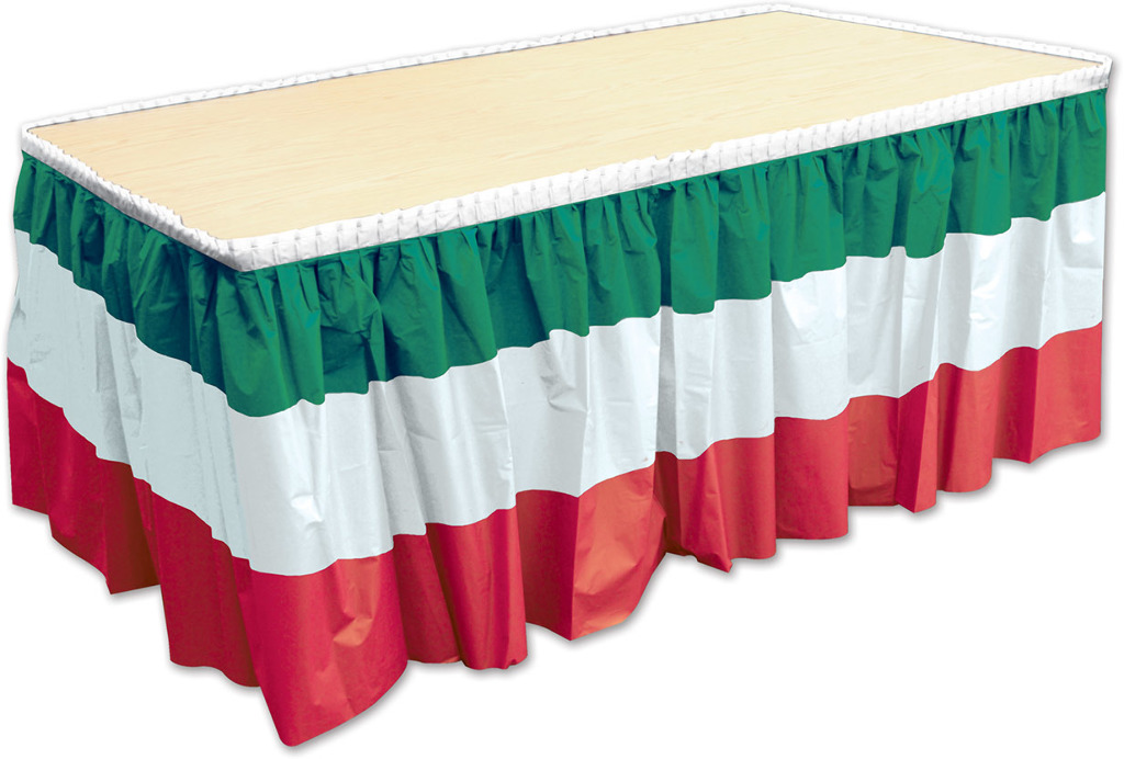 Red  White & Green Table Skirting Case of 6