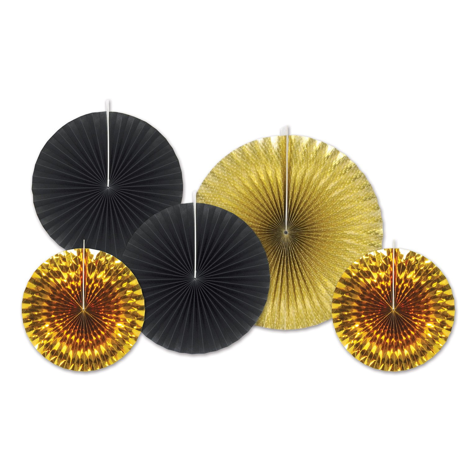 Picture of DDI 2181286 Assorted Paper &amp; Foil Decorative Fans - Assorted Black &amp; Gold Case of 12