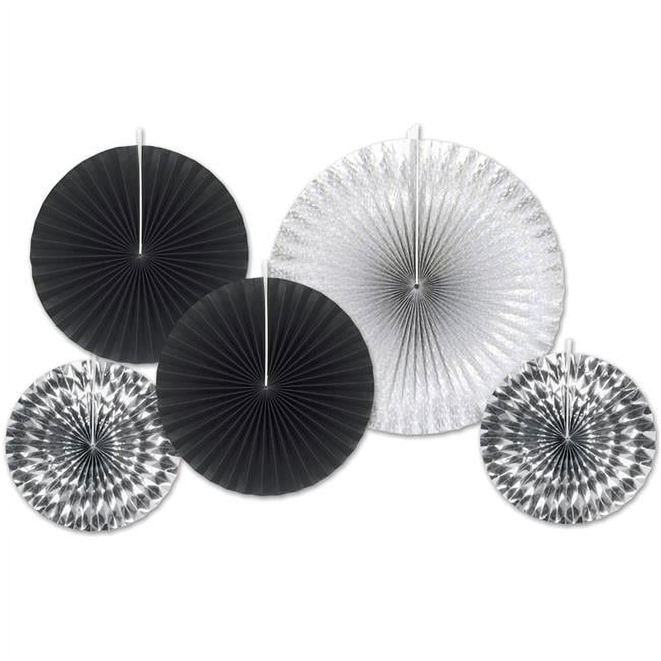 Picture of DDI 2181287 Assorted Paper &amp; Foil Decorative Fans - Assorted Black &amp; Silver Case of 12