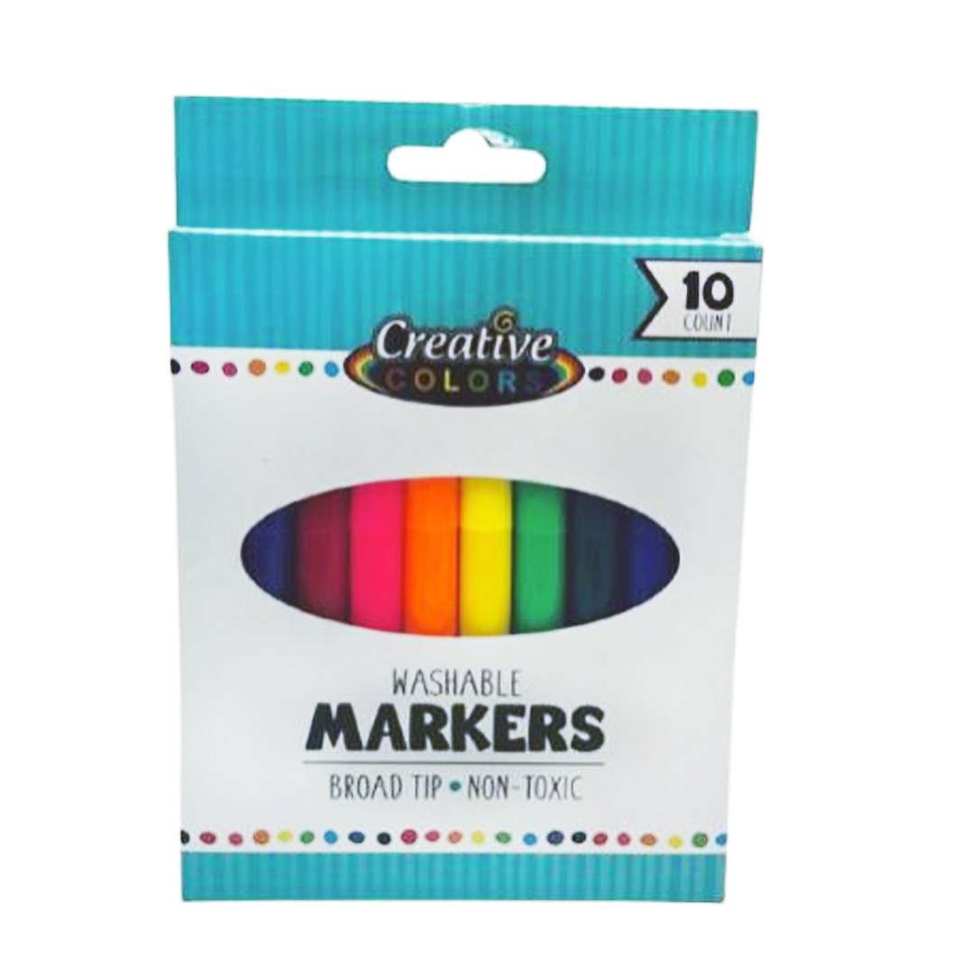 Washable Markers - 10 Count, Broad Tip case of 48