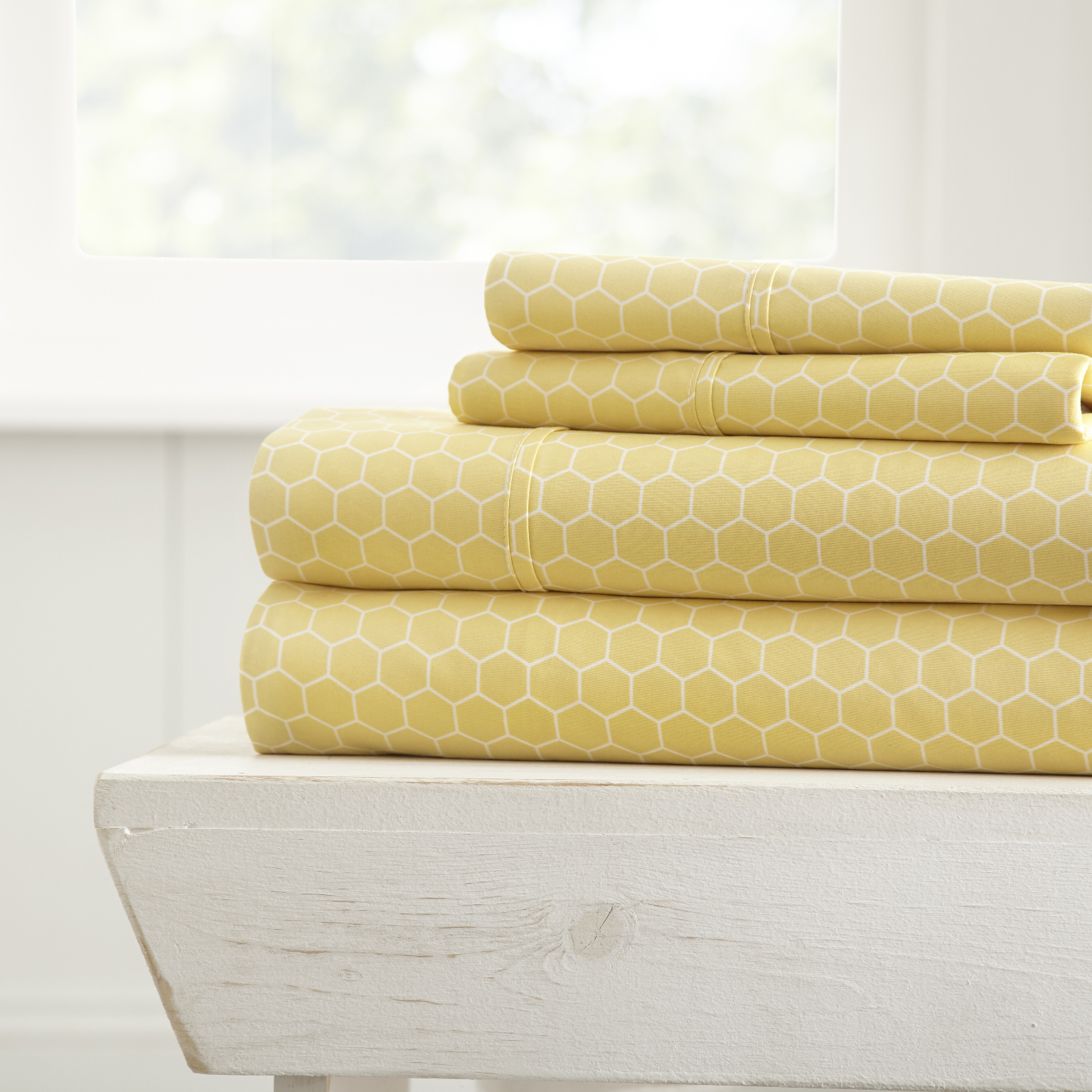 Premium Sheet Sets - Yellow Honeycomb, Full, 4 Piece case of 12