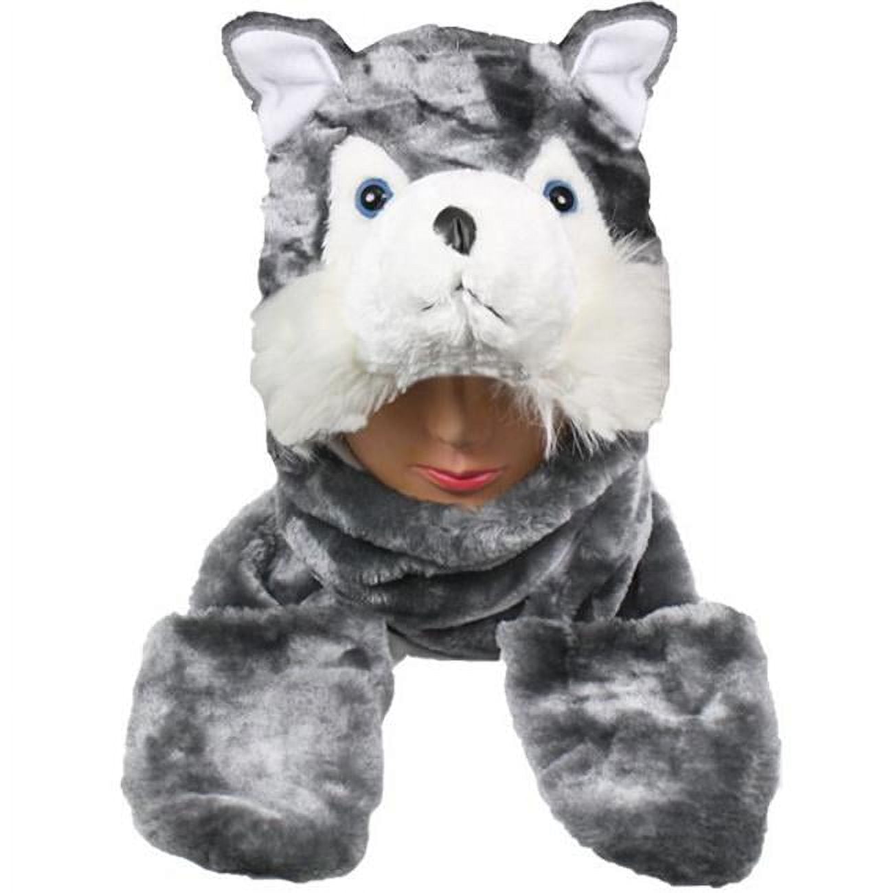 Picture of DDI 2284901 Gray Wolf Animal Winter Hat with Mittens Case of  12