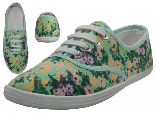 Women's Canvas Shoes - Flower Printed, Sizes 6-11 case of 24