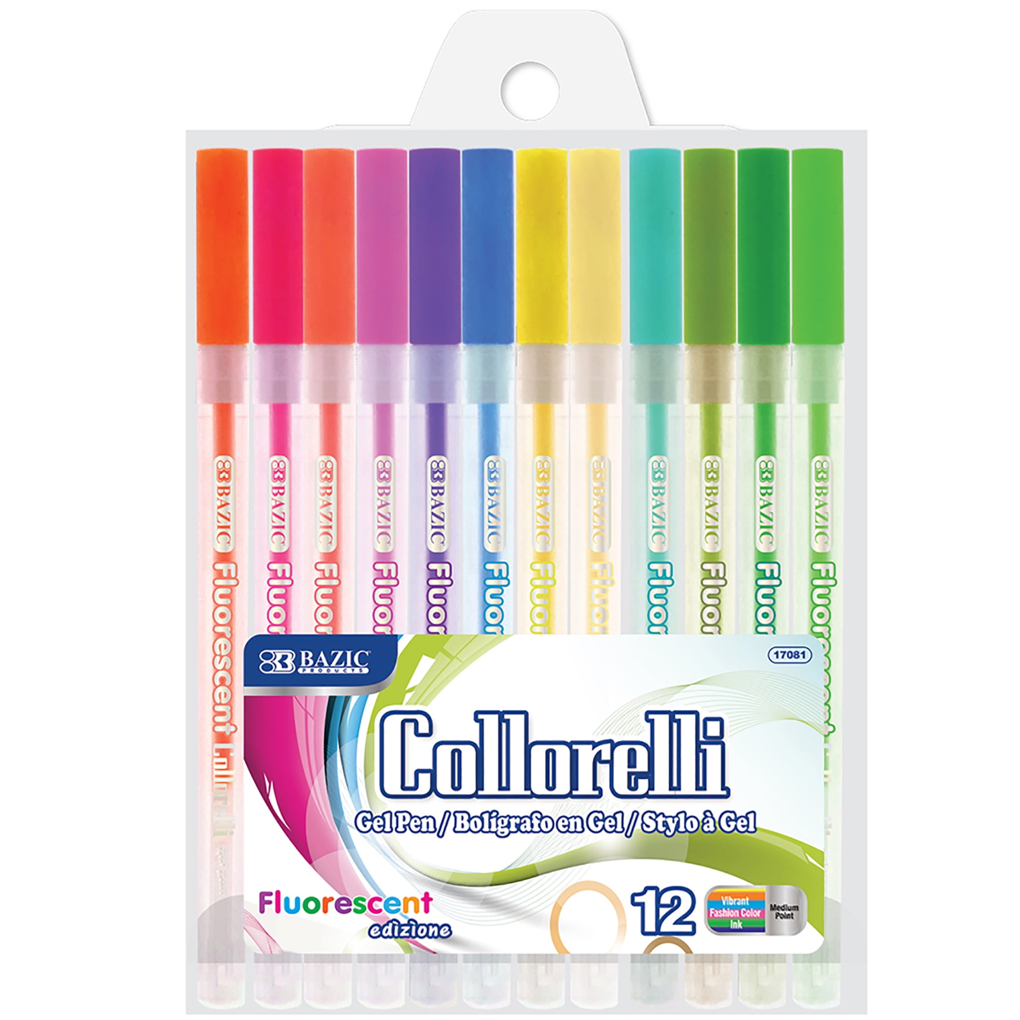 Picture of DDI 2289673 BAZIC Collorelli Gel Pens - 12 Count  Assorted Fluorescent Colors Case of 144