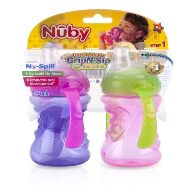 Picture of DDI 2314949 Nuby? Super Spout Grip N&apos; Sip Cups - 8 oz  Pink/Purple  2 pack Case of 24