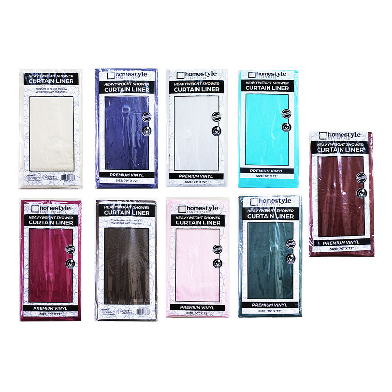 Heavyweight Shower Curtain Liners, Assorted case of 48
