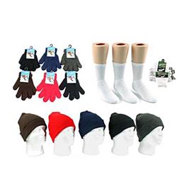 Picture of DDI 2321548 Childrens Cuffed Winter Knit Hats&#44; Magic Gloves & Athletic Crew Socks Combo Pack - Case of 180