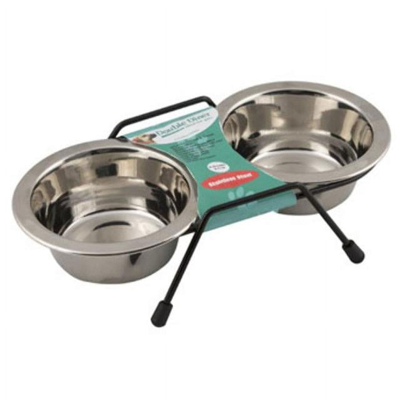 Picture of DDI 2324887 8 oz Double Stainless Steel Pet Bowl on Stand&#44; Silver & Black - Case of 24 - 24 Per Pack