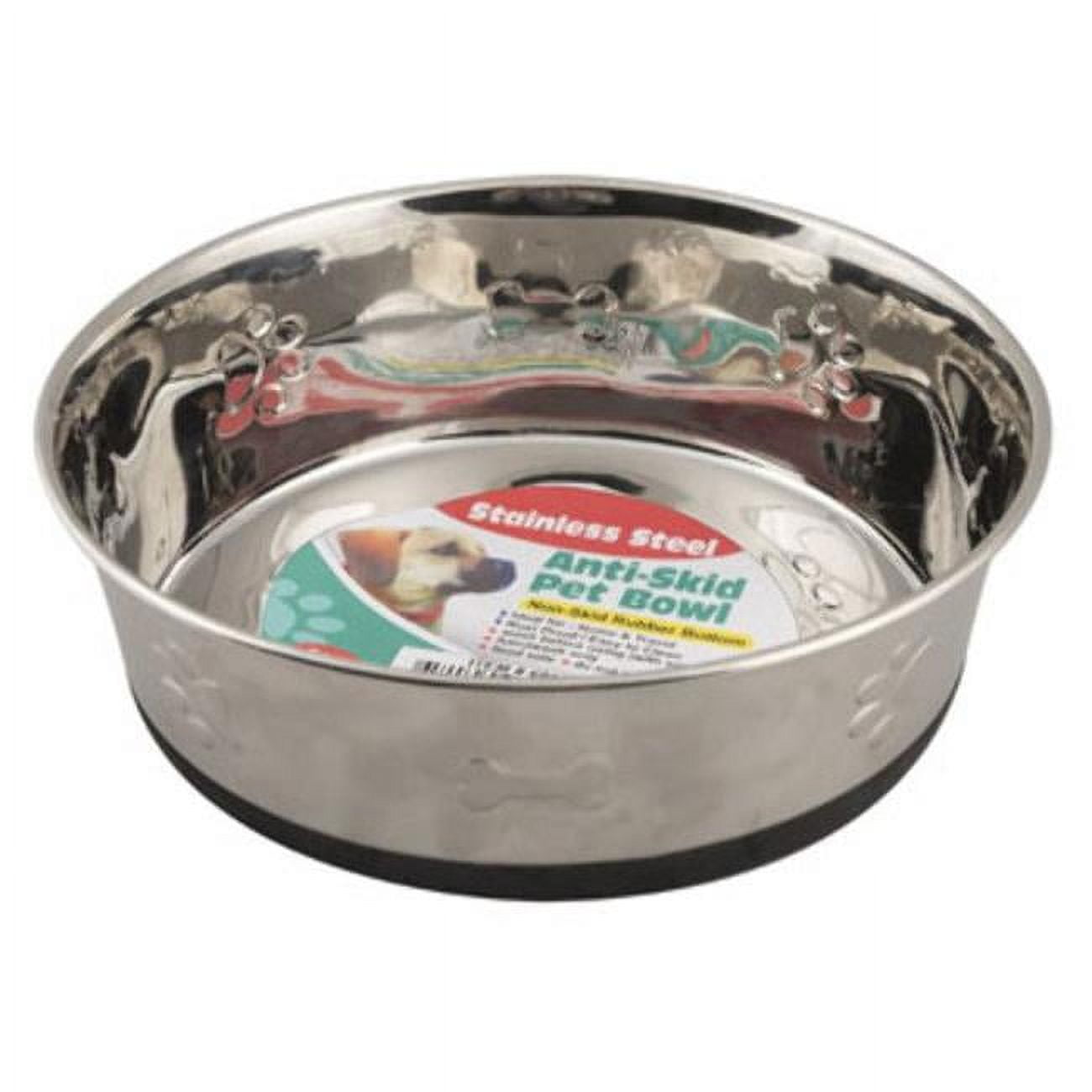 Picture of DDI 2324883 56 oz Stainless Steel Pet Bowl with Embossed Paw Prints, Silver - Case of 24 - 24 Per Pack
