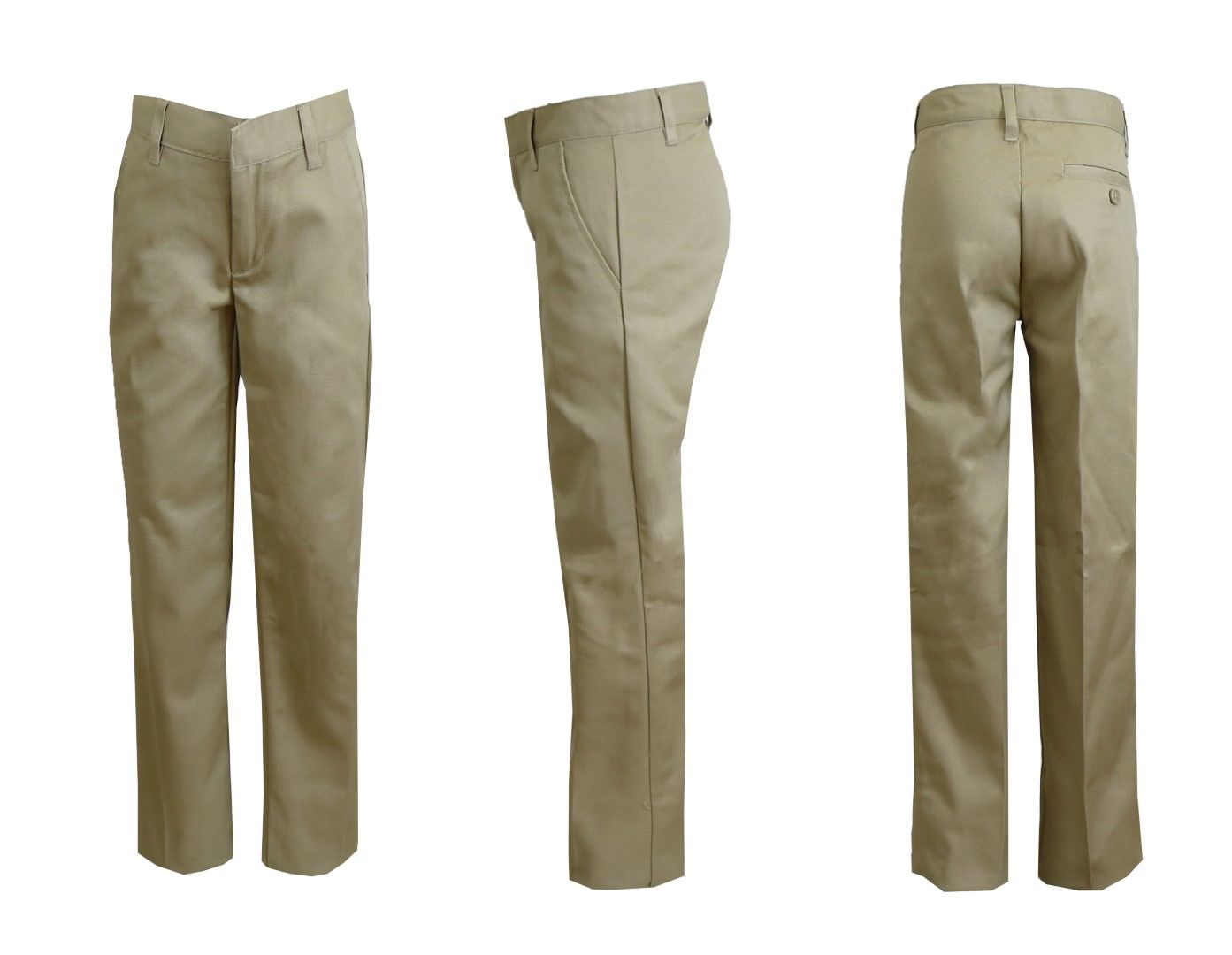 Girls' Uniform Pants - Size 14, Khaki, Flat Front case of 24