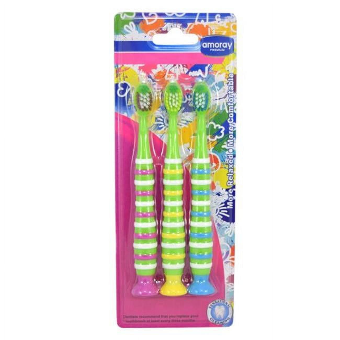 Picture of DDI 2303266 Amoray Kids Toothbrush - 3 Pack  Suction Cup Base Case of 96