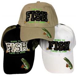 Born to Fishing Force to Work Baseball Hat Case of 36