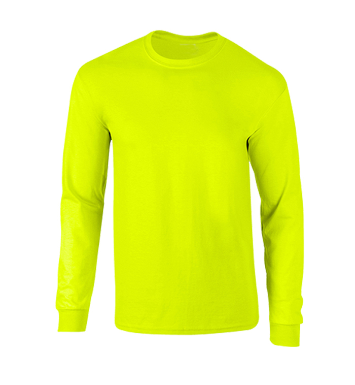 Fruit Of The Loom Heavy Cotton Long-Sleeve T-Shirt, Safety Green, XL case of 72