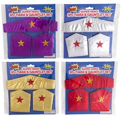 Picture of DDI 2339912 Super Hero Tiara and Gauntlet Set - Assorted Colors Case of 24