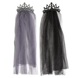 Picture of DDI 2339950 20 in. Ghostly Tiara with Veil&#44; Black & Grey - Case of 24