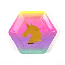 Picture of DDI 2340340 9&quot; Rainbow Unicorn Hexagon Party Plate - 8 Pack Case of 36