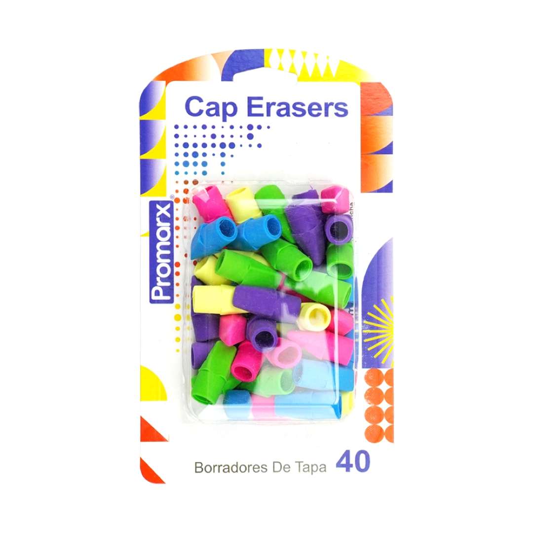 Eraser Caps Assorted Color - 40 Count - Case of 48