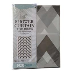 Picture of Cali-Home 2329886 70 x 70.9 in. Black Chevron Shower Curtain & Hooks - Case of 24