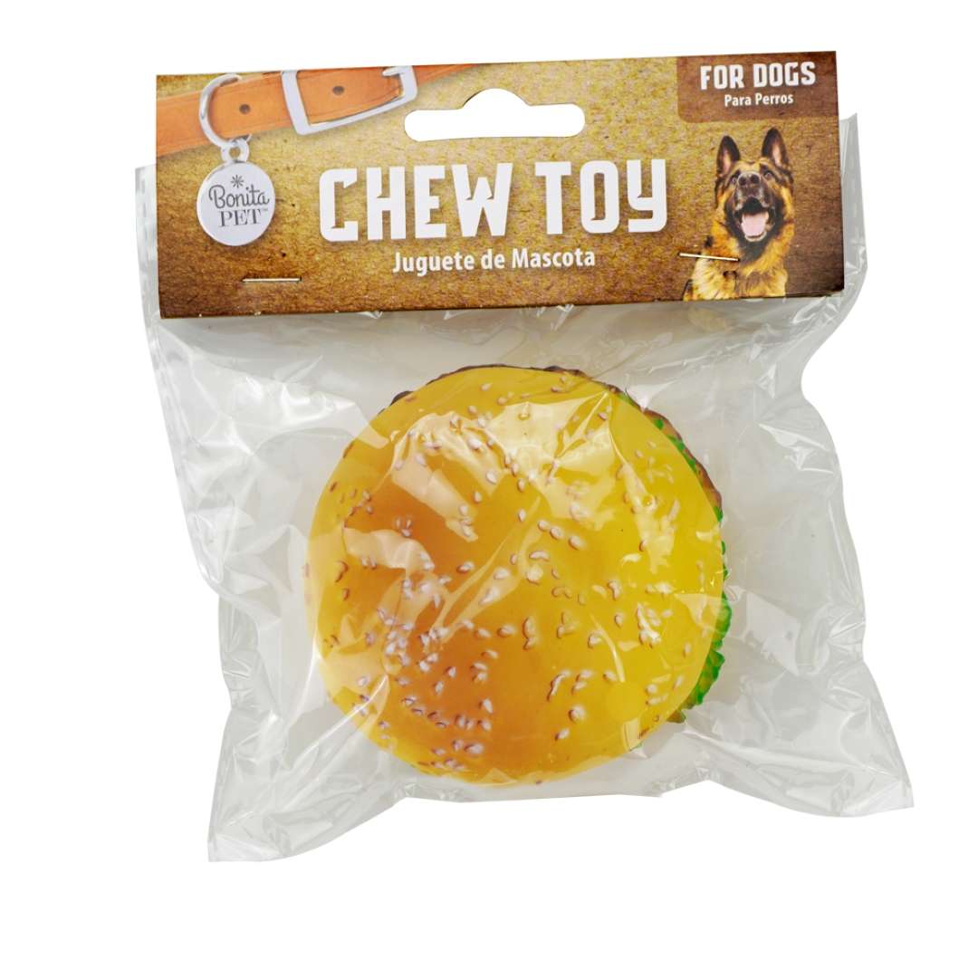 3.34 in. Plastic Burger Pet Toy - Case of 48