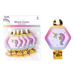 Picture of DDI 2340318 Rainbow Unicorn Hexagon Blow Outs&#44; Gold - Case of 36 - Pack of 8