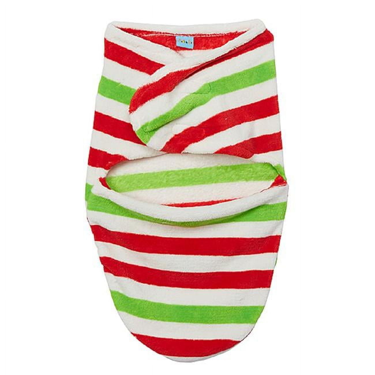 Picture of DDI 2343215 Newborn Coral Fleece Plush Sleep Swaddles - Red/Green Stripes Case of 24