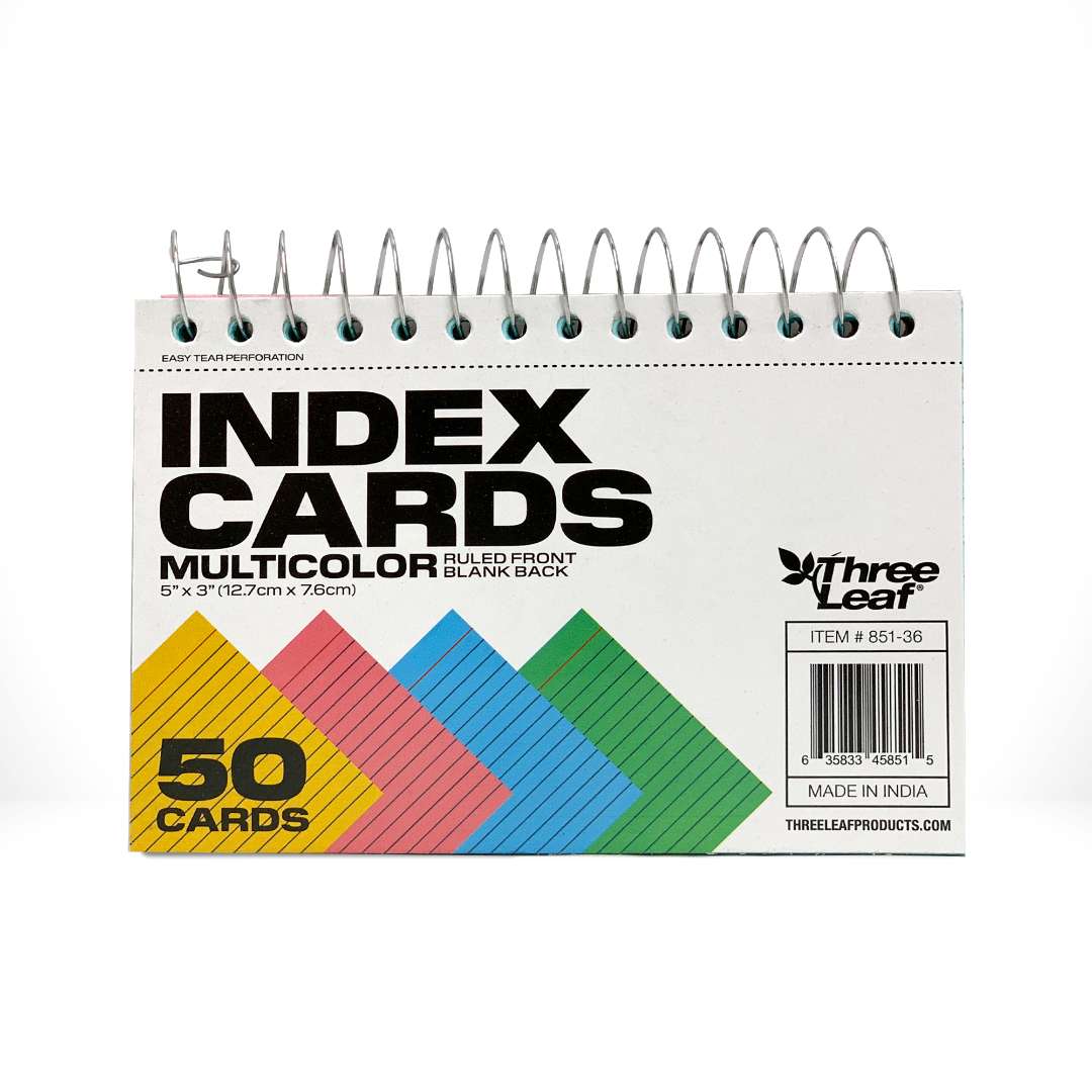 Spiral Bound Index Cards - Ruled, 3 x 5 case of 36