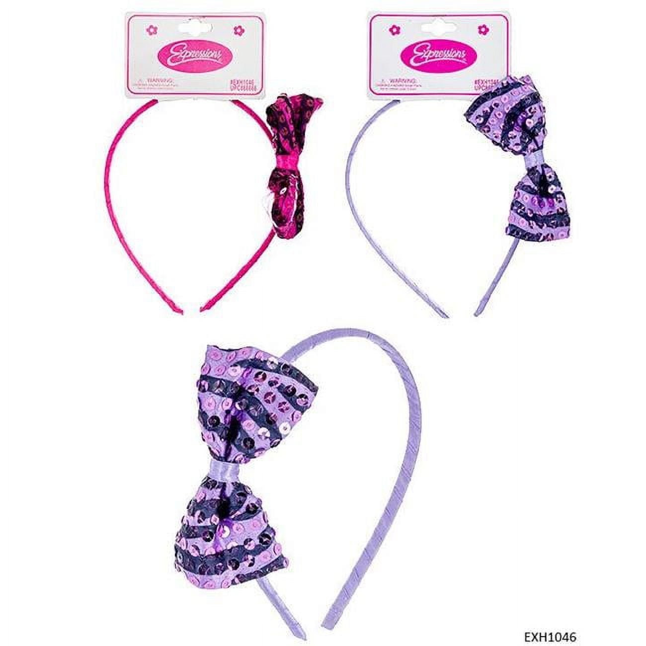 Picture of Expressions 2334408 Animal Sequin Zebra Bow Stripe Headbands&#44; Assorted Color - Case of 48