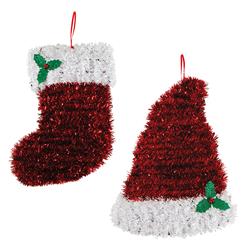 Picture of FLOMO 2347534 Christmas Hat & Stocking Tinsel Decoration&#44; Pack of 36