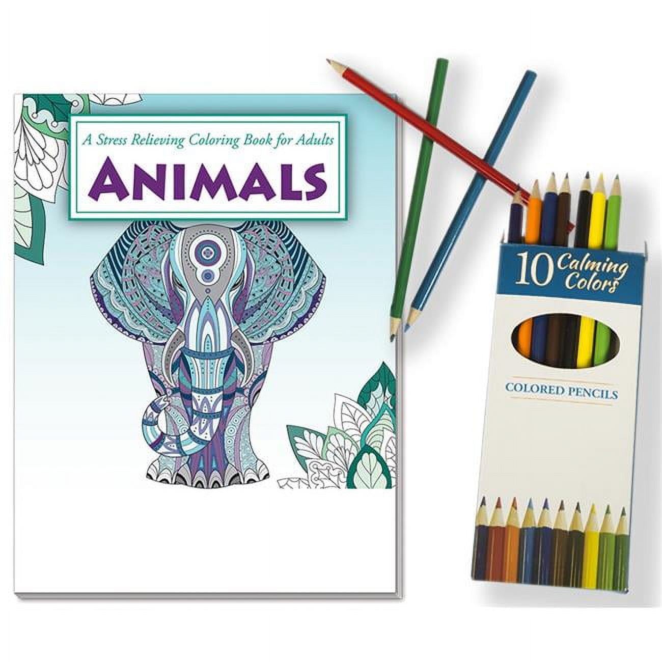 Picture of DDI 2345910 Animals - Adult Coloring Book and Colored Pencil Relax Pack Set Case of 50
