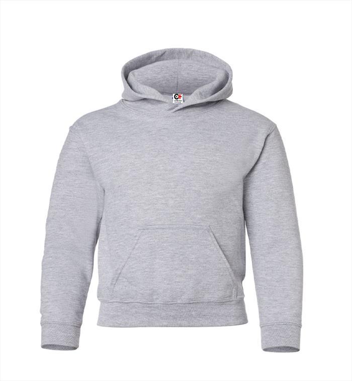 Kids' Hooded Pullover, Sports Gray, Large case of 24