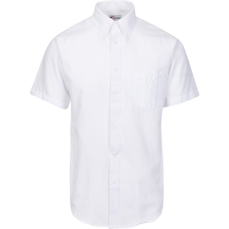Men's Oxford Short Sleeve Shirts - White, Small case of 24