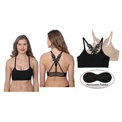 Picture of DDI 2346508 Pullover Removable Pad Sports Bra&#44; Black - Medium&#44; Large & Extra Large - Case of 24
