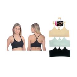 Picture of DDI 2346512 Cross Back Removable Pad Straps Sports Bra&#44; Black - Medium&#44; Large & Extra Large - Case of 24