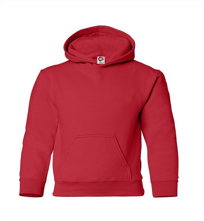 Kids' Hooded Pullover, Red, Medium case of 24