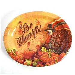 FLOMO 2347582 Thanksgiving Harvest Oval Paper Plate44; Pack of 12