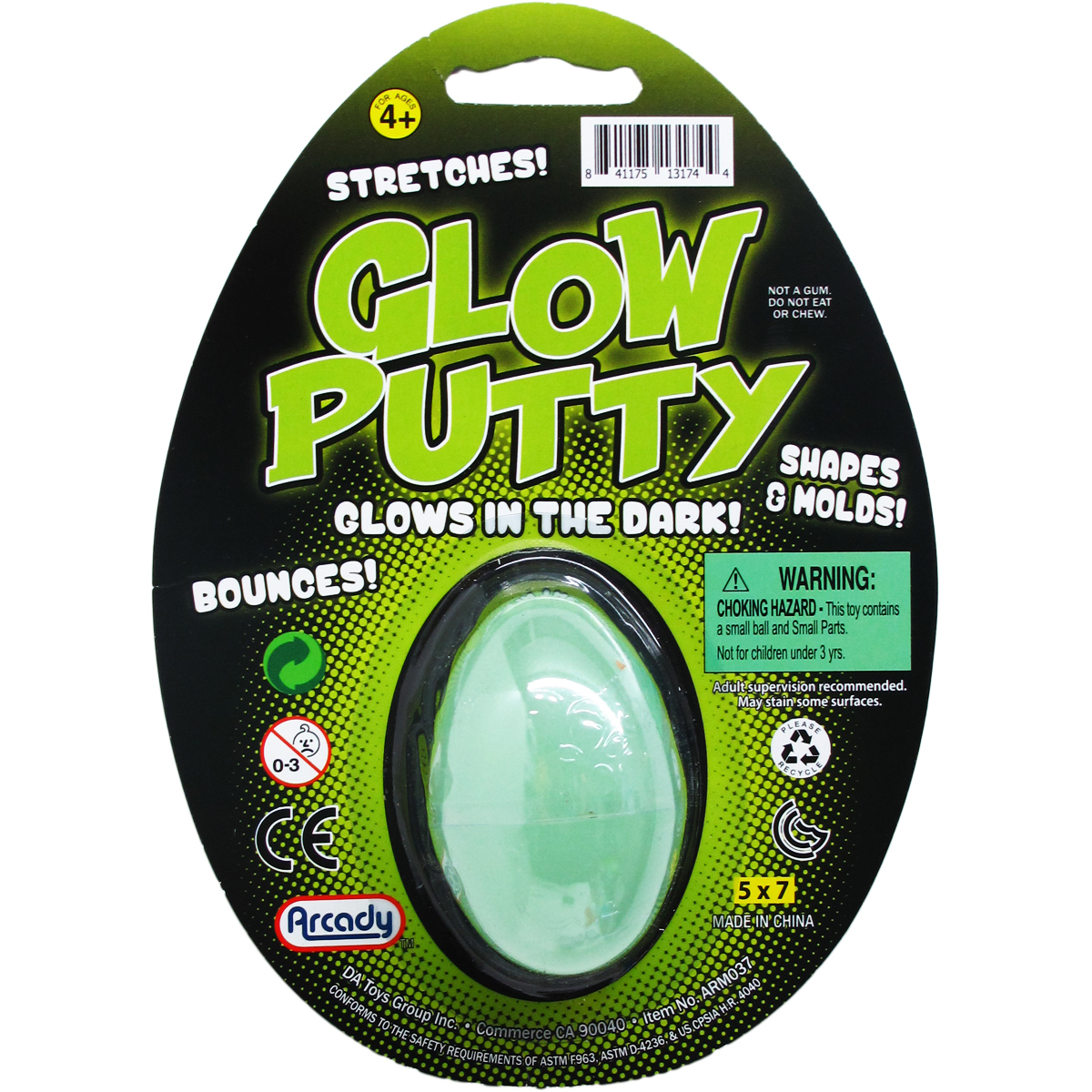 Glow Putty Toys - 2.5 Eggs case of 72