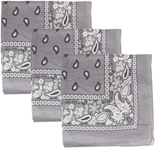 Cotton Bandanas - Paisley, Gray case of 120