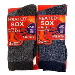 25C Mens Heated Thermal Socks, Black, Navy - Case of 60 - Pack of 60