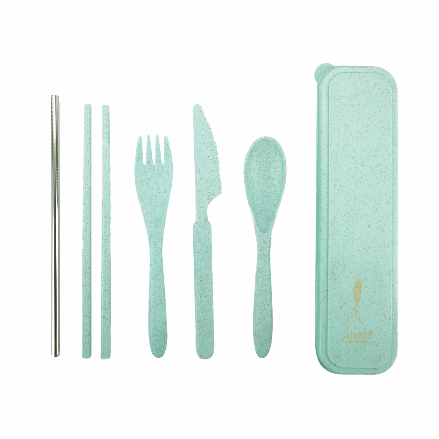 2354397 On-The-Go Wheat Straw Utensil Sets - 4 Colors, Eco-Friendly case of 48