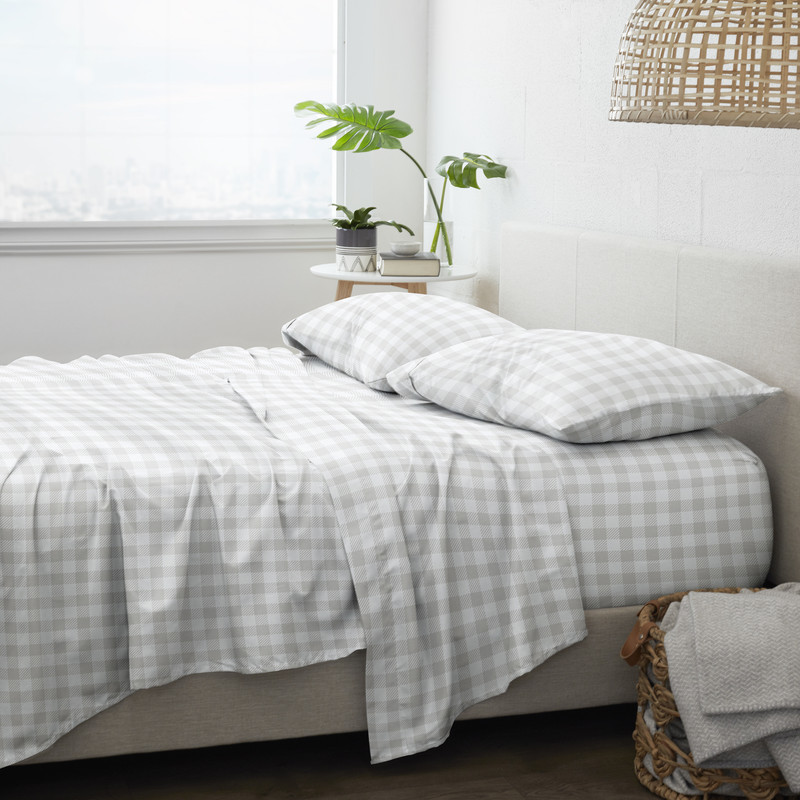 Premium Bed Sheets - Country Plaid, King, 4 Set case of 12