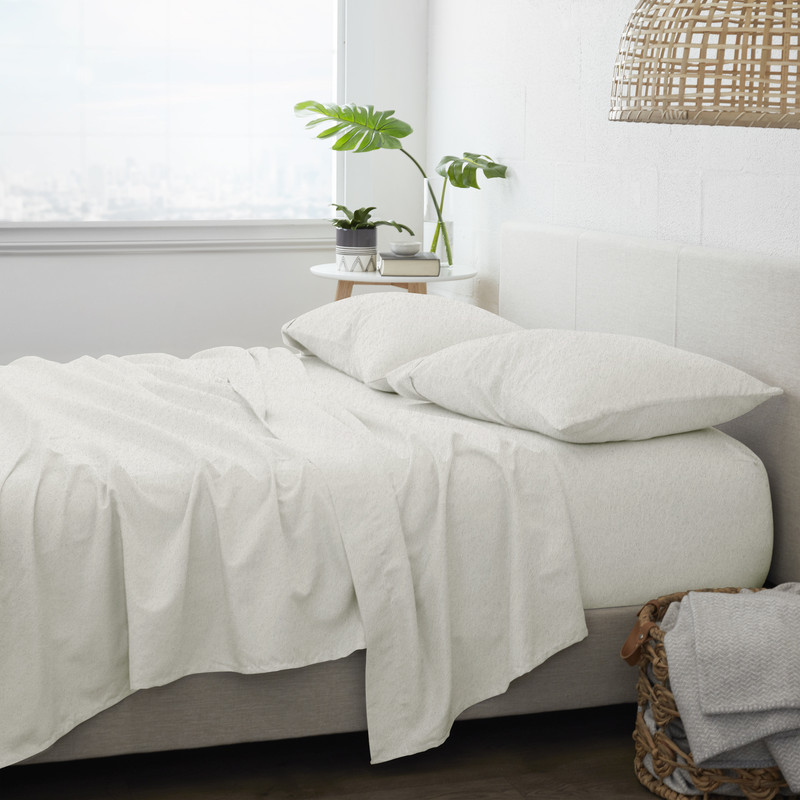 Flannel Bed Sheets - Solid Ivory, Cali King, 4 Set case of 6