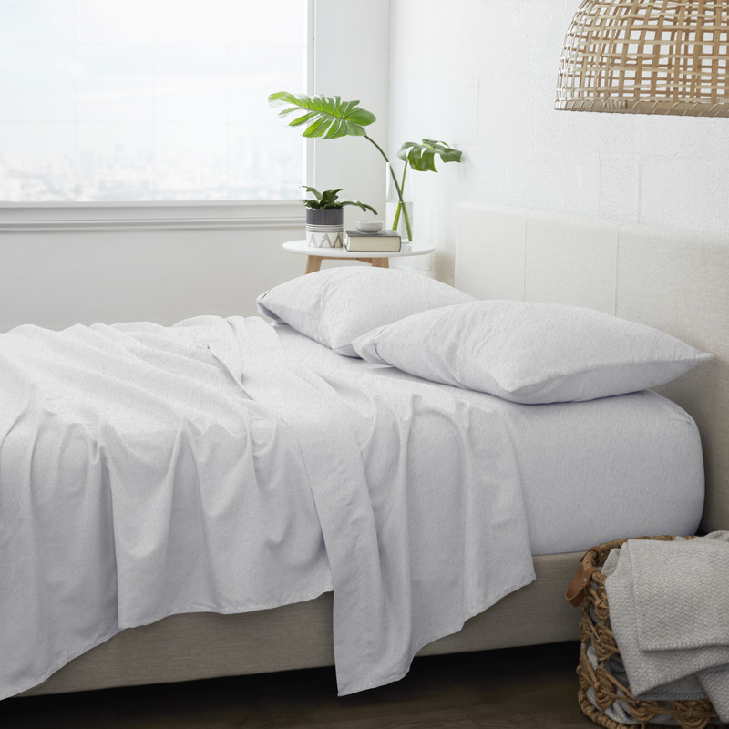 Flannel Bed Sheets - Solid White, Cali King, 4 Set case of 6