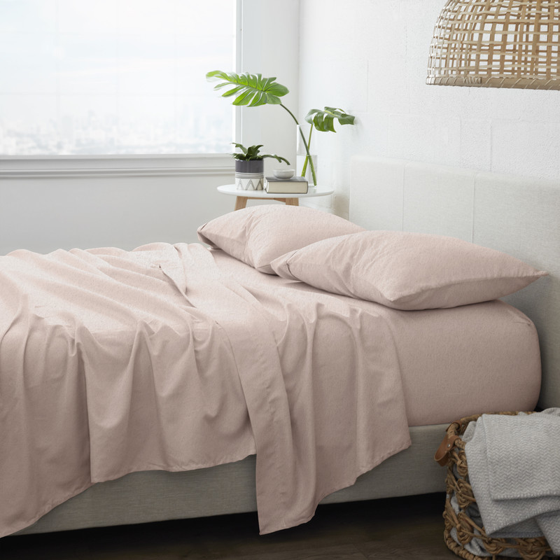Flannel Bed Sheets - Solid Blush, Full, 4 Set case of 6