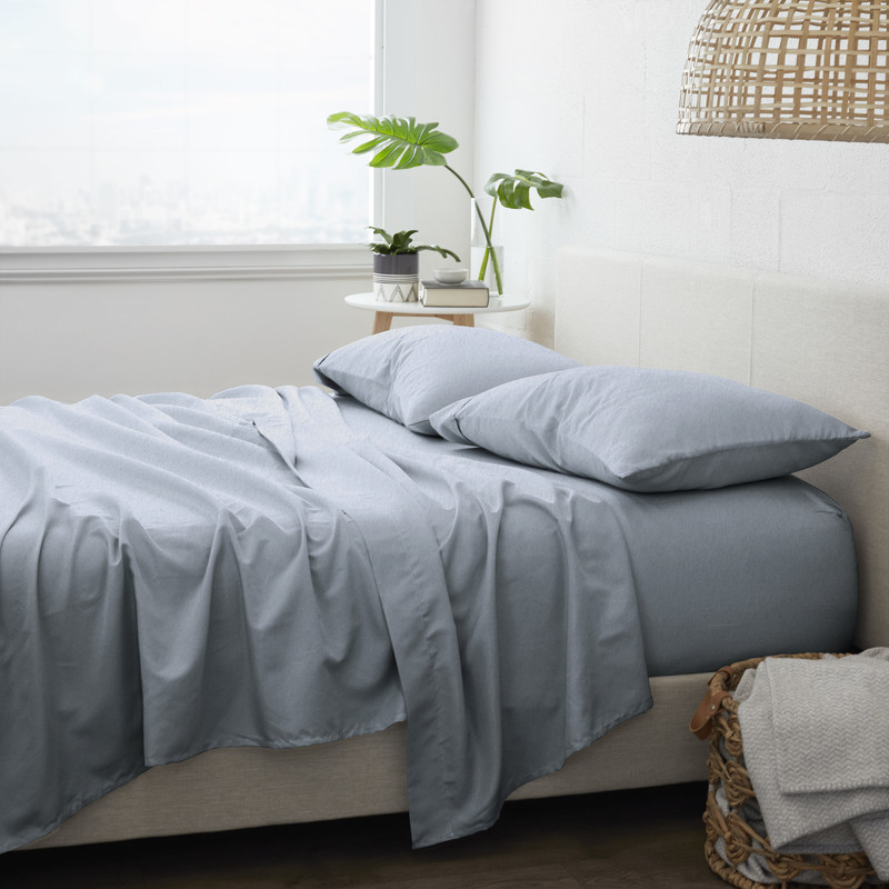 Flannel Bed Sheets - Light Navy, King, 4 Set case of 6