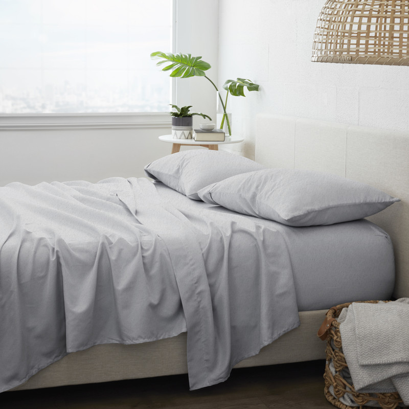 Flannel Bed Sheets - Light Gray, Twin, 3 Set case of 6