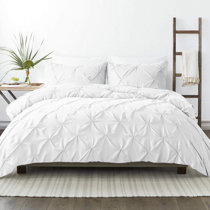 Pleated Duvet Cover Sets - White, Twin-XL, 2 Piece case of 12