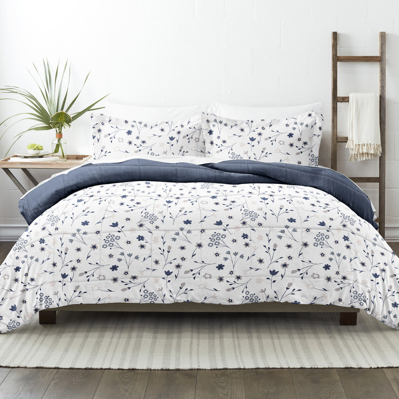 Down Alternative Comforters - Navy & White, King, 3 Piece case of 6