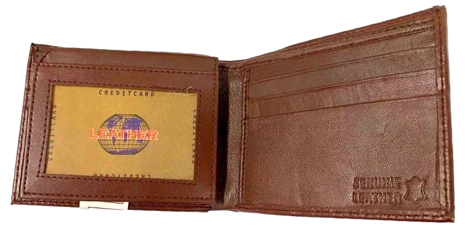 Men's Bi-Fold Wallet Genuine Leather - Brown Case of 12